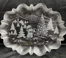 Vintage Mikasa Christmas Story 17-1/2”  Frosted Crystal Serving Platter picture