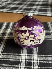 Vintage Purple 3.5 Inch Shiny Brite Glass Ornament-CHRISTMAS CHEER-Made in USA picture