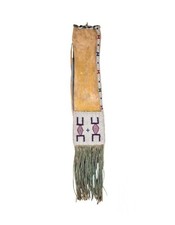Native American Style Long Pipe Bag Beaded Sioux Handmade Fringe Tobacco Pouch picture