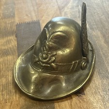 Vintage Bronze Tyrol Hat With Feather Paperweight picture
