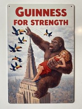 Guinness Beer Metal Sign - Guinness For Strength Retro King Kong Vintage picture