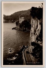 1931 RPPC Italy Portofino Coastal Road Villa Vintage Sepia Postcard picture