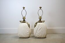 Vintage 1982 Chapman lamps ceramic table lamp pair brass bow picture