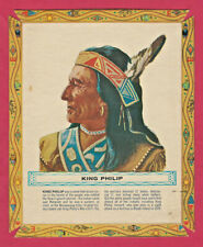 c1960 KELLOGG'S SUGAR POPS Box Back FAMOUS INDIAN CHIEFS DRAWINGS - KING PHILIP picture