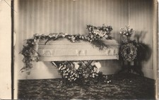 FUNERAL COFFIN c1910 real photo postcard rppc postmortem dead body corpse family picture