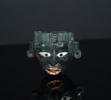 Contemporary Mayan mask pendant Handmade Guatemalan Jade with Shell &Bone Inlays picture