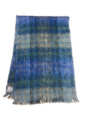 Vintage Liberty Blue Green Tartan PLAID Mohair Blend BLANKET  Throw Scotland picture