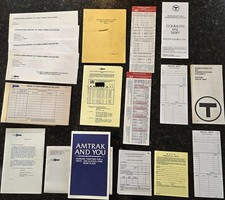 Amtrak MBTA Commuter Rail Conductor Paperwork Lot 1986-92 Timetables Route Map picture