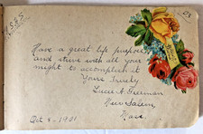 NEW SALEM MA 1898-1901 High School Student's Autograph Album w Victorian Die Cut picture
