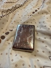 Curata Silver-Tone Scrolled Design Elastic Holder Cigarette/Card Case Engraved picture