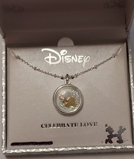 Disney celebrate love Mickey and Minnie Necklace, 18 inch chain (silver plated) picture