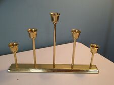 Set of 5 Vintage Graduating Brass Taper Candle Stick Holders Hollywood Regency picture