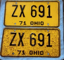 Vintage 1971 Ohio License Plates picture