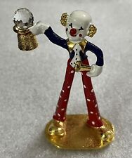 Spoontiques Vintage Pewter Clown On Stilts w/a Swarovski Crystal & Gold Plating. picture