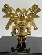 Galeria Cano 1981 Tairona Guerrero #962 24K Gold Plate Pre-Columbian Figure picture