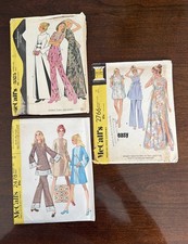 Vintage McCalls Sewing Patterns Lot Of 3 Misses Dresses & Tops 1970s Retro Style picture