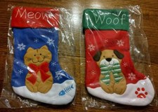 Adorable Kitty Cat or Puppy Dog Christmas Meow or Woof Stocking New ~ You Choose picture