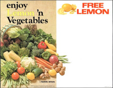 Large Sunkist Lemon 'n Vegetables Cardboard Sign - c-1977 New Old Stock picture