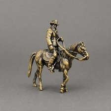 Brass Cowboy on Horse Figurine picture