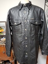 VTG Harley Davidson Men's XL Black Leather Lined Snap Shirt Jacket 98111-98VM picture