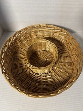 Vintage Woven Rattan Chip Dip Serving Basket Straw Wicker Round Tray picture