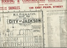 RARE vintage R.L. POLK City Map JACKSON MICHIGAN & Bonus HBA 2007-08 map + ADs picture