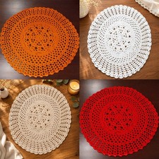 4Pcs/Lot 14inch Vintage Hand Crochet Lace Doilies Round Table Cloth Flower Doily picture