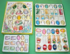 Vtg 71 Wooden Easter Ornaments Bunny Rabbit Chick Duck Birds Eggs HandPainted picture