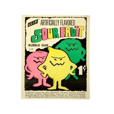 Vintage 1970s Leaf Sour Fruit Bubble Gum Vending Machine Card Insert Advertising picture