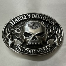 Harley Davidson Willie G Skull Flames Belt Buckle Antique Nickel 2014 H-D picture
