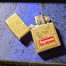 Supreme Zippo FW14 Gold Engraved Brass Floral Lighter 2014 Rare ($300 OBO) picture