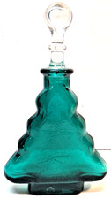 Vintage 1996 Art Mark Green Glass Christmas Tree With Stopper picture