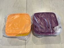 Tupperware Lunch It 3 Divided Sections Set Of 2 Purple & Yellow Air Tight~NEW picture