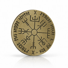 Vegvisir Viking Compass Coin Norse Rune Protection Good Luck Challenge Token picture