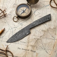Damascus Steel Full Tang Knife Blank Handmade Hunting DIY EDC Supply w/ Sheath picture