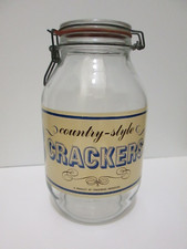 VTG COUNTRY STYLE LOGO CRACKER STORAGE GLASS JAR CONTAINER RARE 3L picture