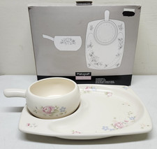 Pfaltzgraff Tea Rose Snack Tray With Soup Chili Mug Set In Original Box  picture