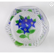 Saint Louis Paperweight France SL 1977 Cane Art Glass Latticino 7Facets Bouquets picture