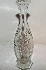 Clear Rounded Star Engraved Vase, 9 inches tall, ribbed sides, Great condition picture