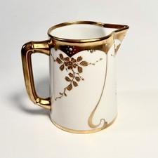 Antique Limoges/ Pickard Hand-Painted, Signed Porcelain Pitcher/Creamer ca. 1905 picture