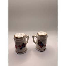 Vintage Brinn's Bone China Floral Beer Stein Salt and Pepper Shakers Japan picture