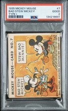 1935 Mickey Mouse Bubble Gum Vintage Trading Card #7 R89 Gum Inc. PSA 2 RARE picture