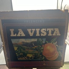 Vintage La Vista Valencias Oranges Wooden Crate W/ Label Tustin CA Divided picture