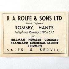 1954 Rolfe And Sons Car Dealership Romsey Advertisement Automobilia E89F4 picture