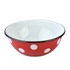 Polka Dot Enamel Mixing Bowl Camping Cooking Salad Bowl Snack Serving Bowl 4.2qt picture