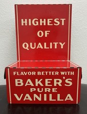Baker's Pure Vanilla Metal Store Display Advertisement Red HD Beach Co Ohio picture