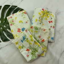 Fieldcrest Vintage 70s Sheet Set King Size White Yellow Floral Fitted Flat  picture