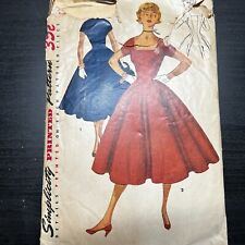 Vintage 1950s Simplicity 4639 Full Skirt Princess Dress Sewing Pattern 16 CUT picture