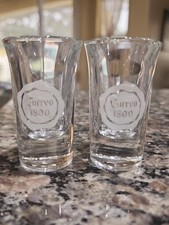 Pair of 2 Cuervo 1800 Tequila Frosted Logo Shot Glasses picture