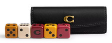 ❤️Coach Dice Set - CY196 Black Glovetanned Leather -Resin Boxed & Factory Sealed picture
